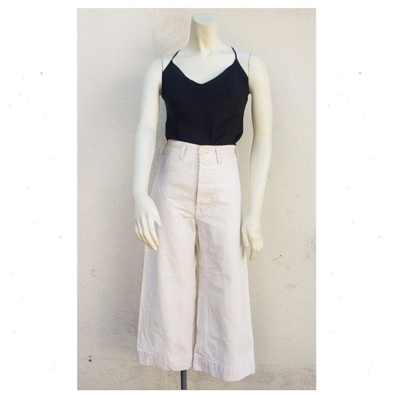 Jesse Kamm Wide Leg Crop Sailor Pants Salt White - Picture 2 of 12